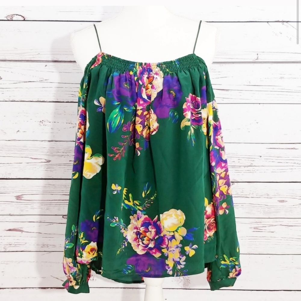 Anthropologie•Maeve•Floral Cold Shoulder Blouse